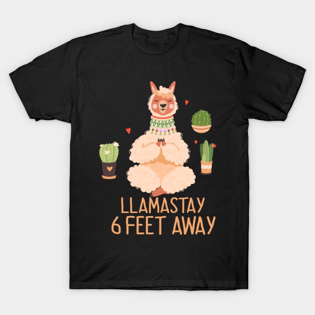 Llamastay 6 Feet Away T-Shirt by AteezStore